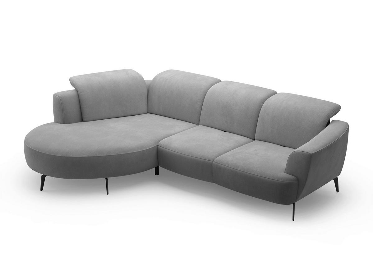ECKSOFA in Flachgewebe Grau  199/309 cm  - Schwarz/Grau, KONVENTIONELL, Textil/Metall (199/309cm) - Sit & More