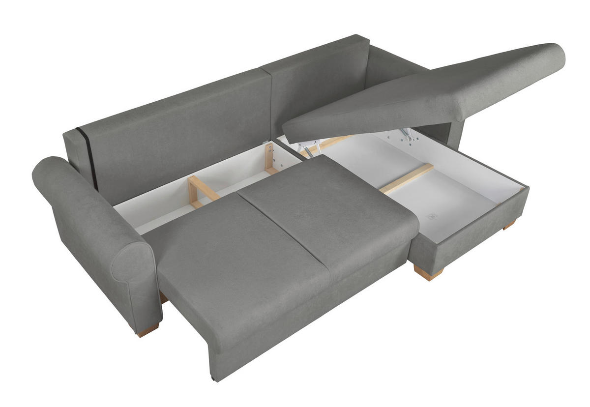 ECKSOFA Arles Grau  - Buchefarben/Grau, Design, Holz/Textil (266/161cm) - MID.YOU