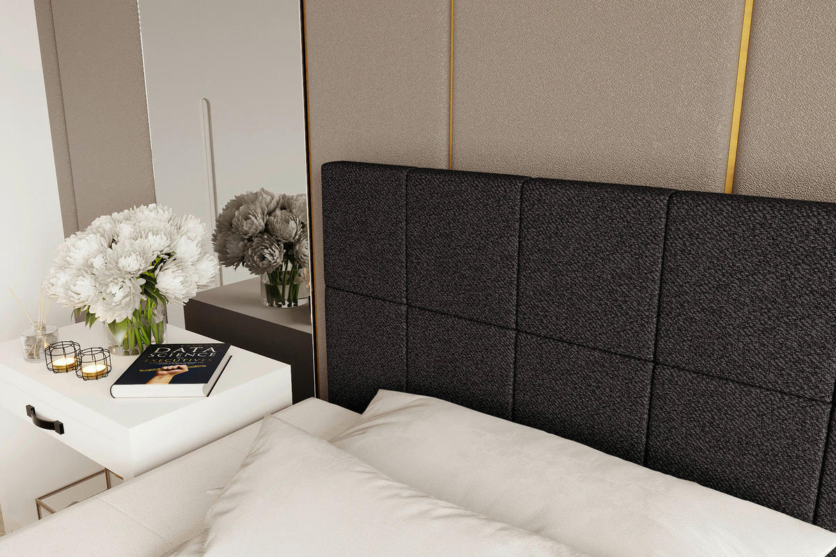 BOXBETT 120/200 cm,  in Schwarz, Matratze, Topper, Bettschublade, H3 = fest  - Schwarz, KONVENTIONELL, Kunststoff/Textil (120/200cm) - Boxxx