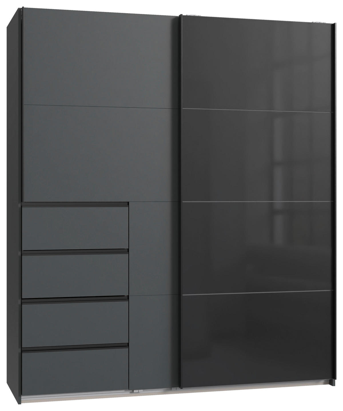 SCHWEBETÜRENSCHRANK Graphitfarben  - Schwarz/Graphitfarben, Konventionell, Glas/Holzwerkstoff (180/208/64cm) - Boxxx