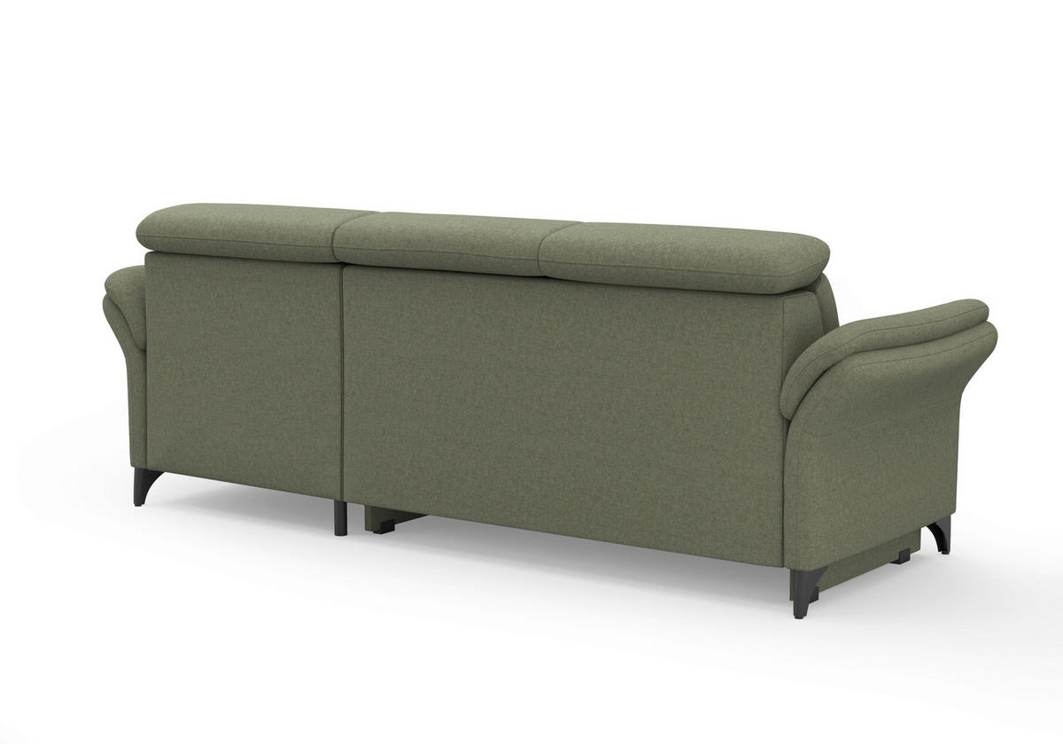 ECKSOFA GLENDALE E in Flachgewebe Olivgrün  253/166 cm  - Schwarz/Olivgrün, KONVENTIONELL, Textil/Metall (253/166cm) - Sit & More