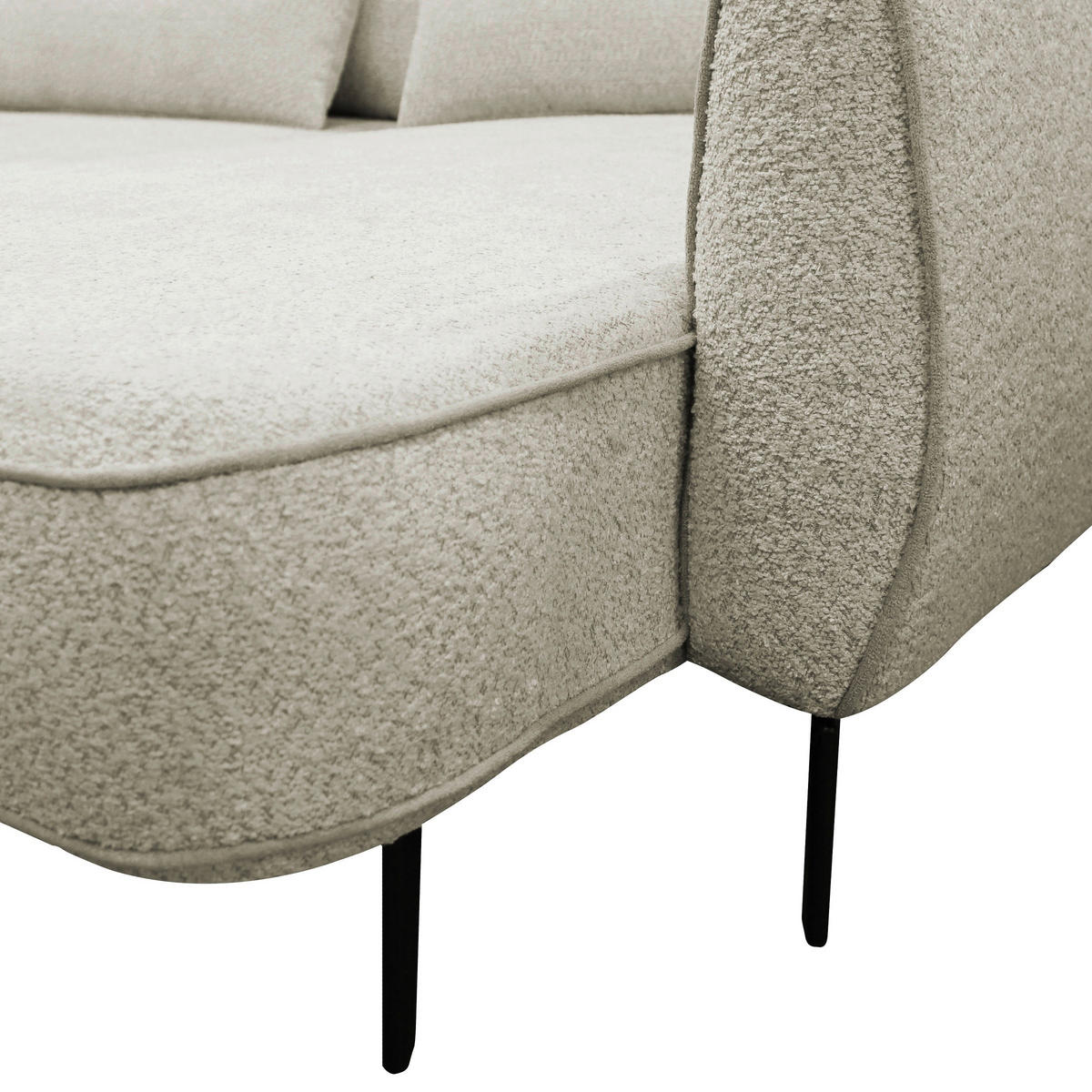 ECKSOFA in Bouclé Creme  - Creme/Schwarz, Design, Textil/Metall (273/204cm) - MID.YOU