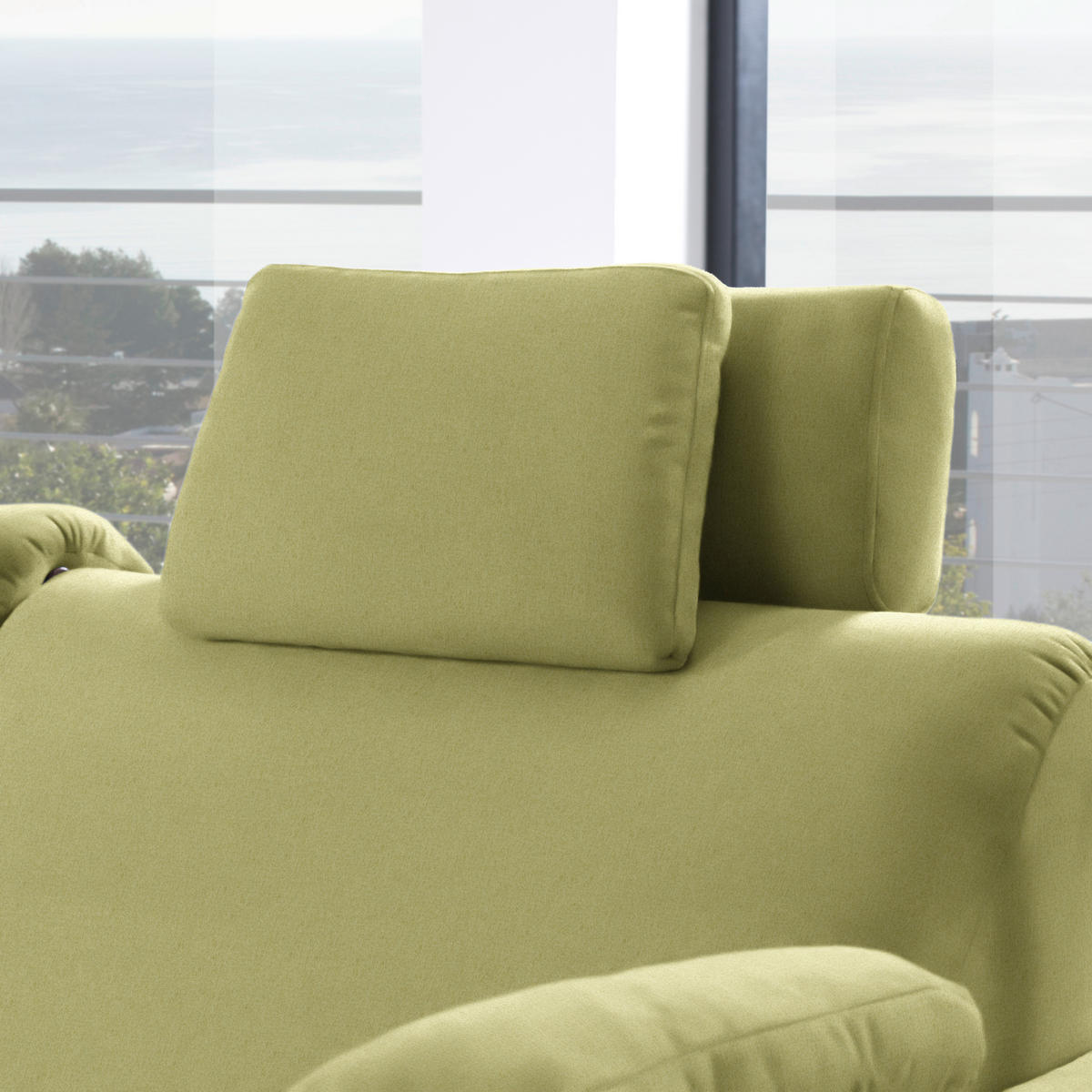 ECKSOFA in Flachgewebe Hellgrün  203/261 cm  - Eichefarben/Hellgrün, KONVENTIONELL, Holz/Textil (203/261cm) - Sedda