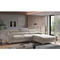 ECKSOFA in Samt Beige  278/205 cm  - Beige/Silberfarben, Design, Textil/Metall (278/205cm) - MID.YOU