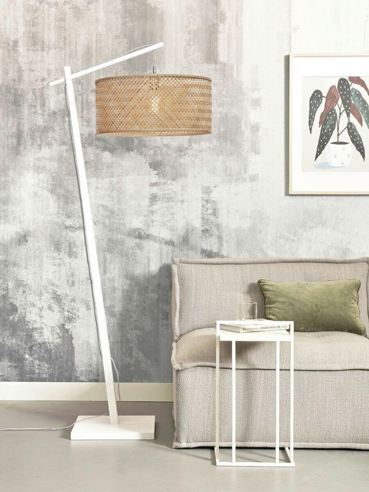 STOJACÍ LAMPA, 75/50/176 cm - bílá/přírodní barvy, Trend (75/50/176cm) - Good & Mojo