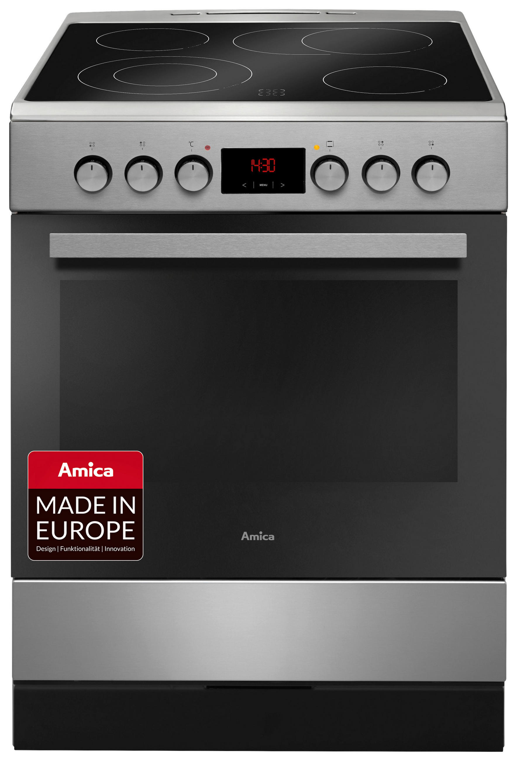 HERD SHC 913 001 E  - Edelstahlfarben/Silberfarben, Basics, Glas/Metall (60/85/60cm) - Amica