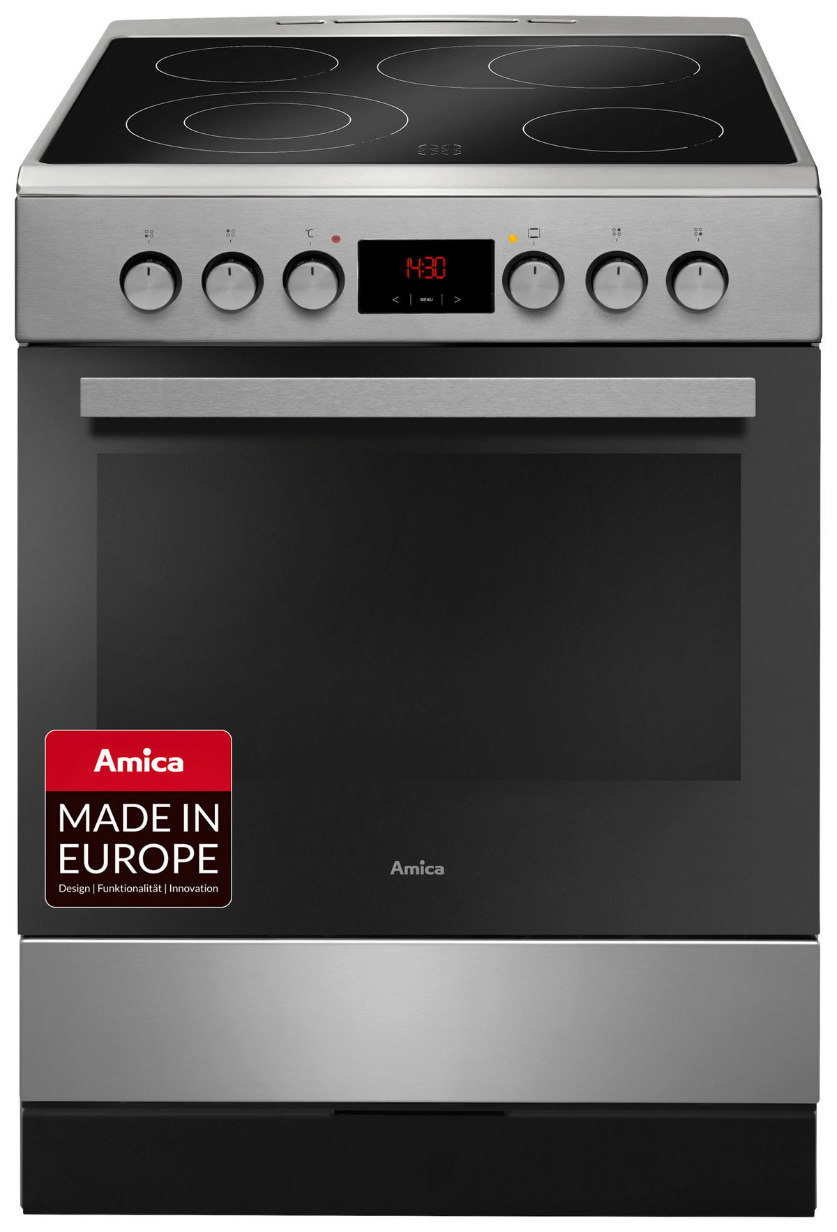 HERD SHC 913 001 E  - Edelstahlfarben/Silberfarben, Basics, Glas/Metall (60/85/60cm) - Amica
