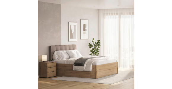 BETT 120/200 cm in Eiche Artisan - Taupe/Eiche Artisan, KONVENTIONELL, Holzwerkstoff/Textil (120/200cm) - Carryhome