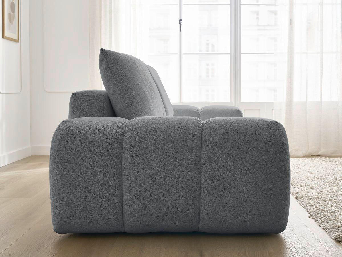 3-SITZER-SOFA EVEREST Flachgewebe Dunkelgrau  - Dunkelgrau/Schwarz, MODERN, Kunststoff/Textil (278/90/115cm)