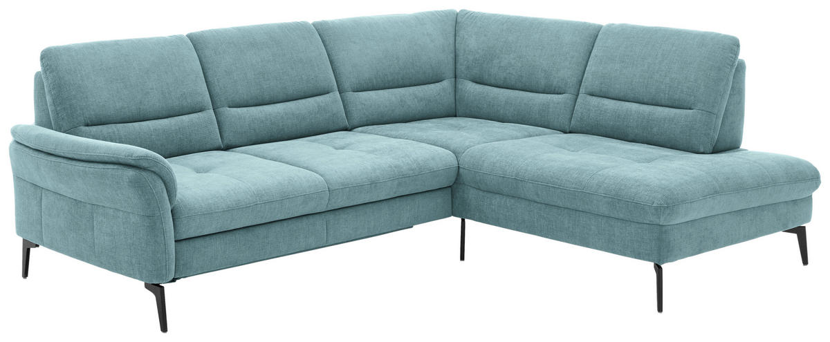 ECKSOFA in Webstoff Türkis  256/206 cm  - Türkis/Schwarz, Design, Textil/Metall (256/206cm) - Beldomo System