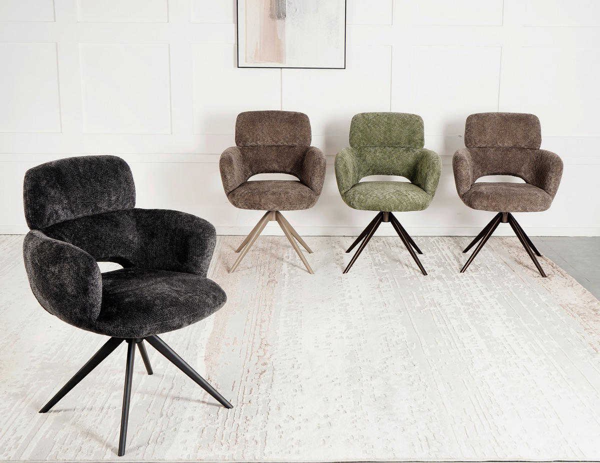 ARMLEHNSTUHL  Sitzfläche 360° drehbar Mikrofaser  Grau  - Grau, MODERN, Textil/Metall (61/88/63cm) - Livetastic