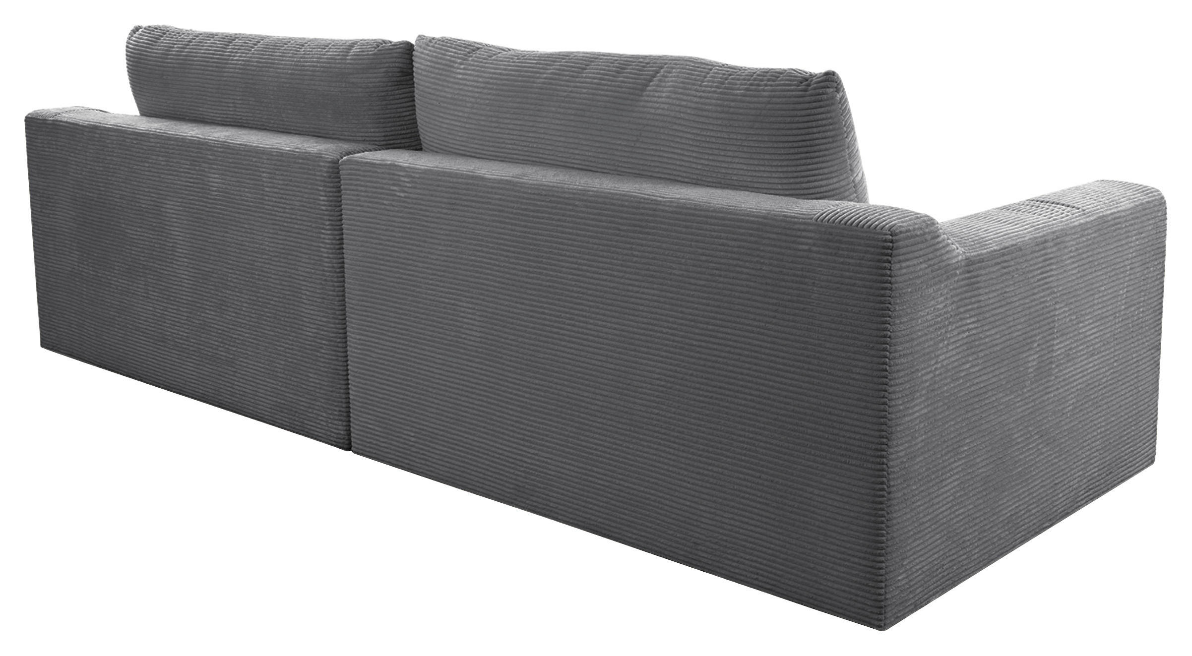 BIGSOFA in Cord Grau  - Schwarz/Grau, Design, Kunststoff/Textil (276/90/109cm) - Sit & More