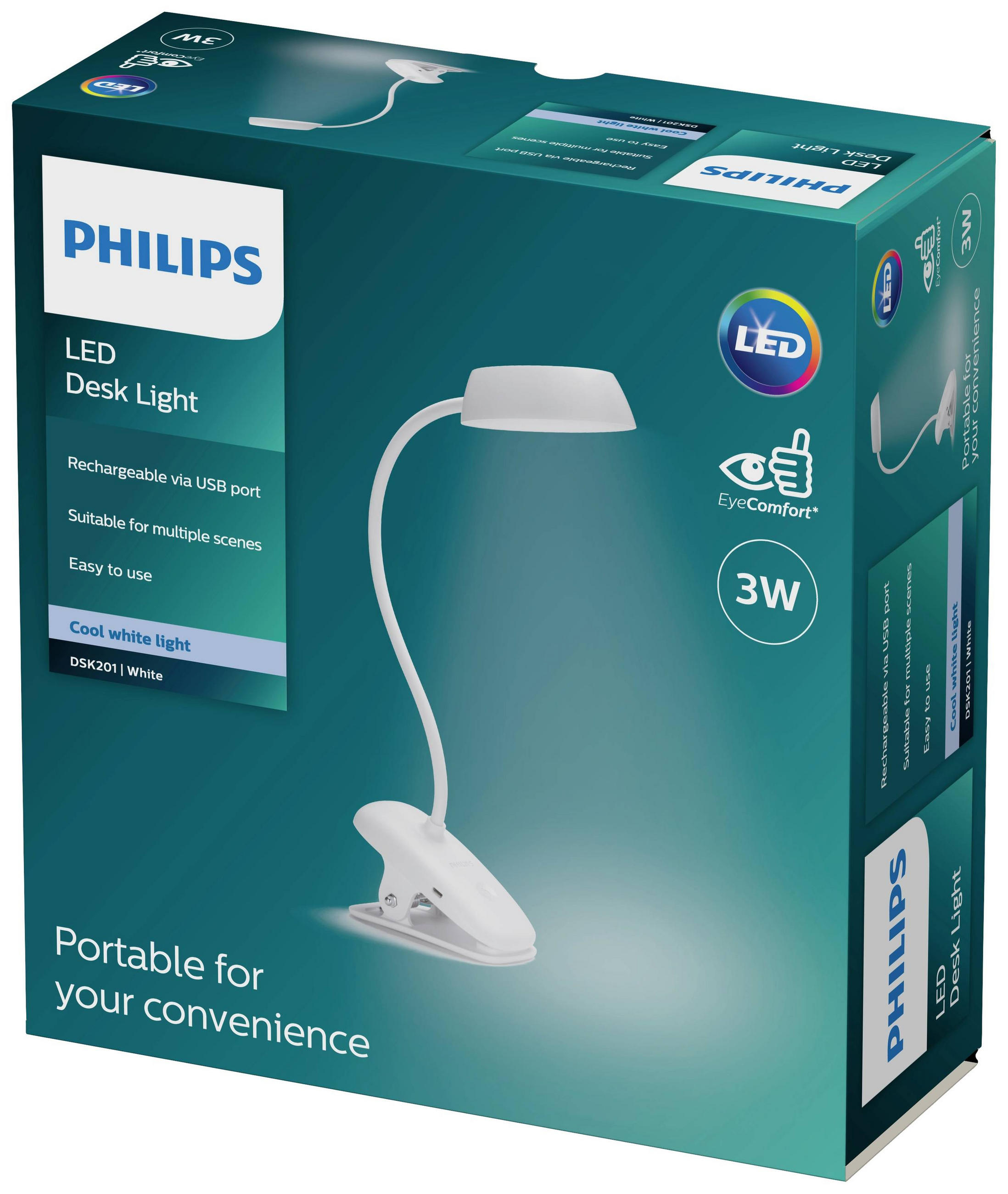 LED-SVETILKA S SPONKO  Donutclip /175 lm/4000 K// - bela, Basics, kovina/umetna masa (29/38/9,9cm) - Philips