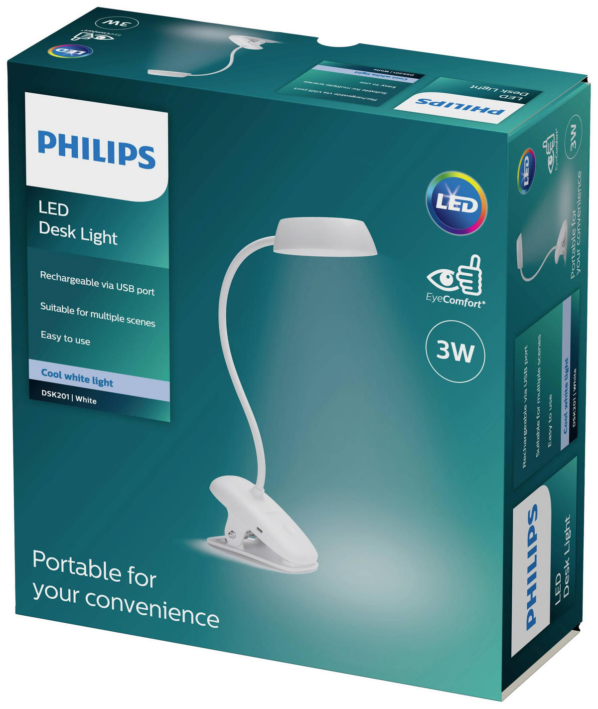 LED-SVETILKA S SPONKO  Donutclip /175 lm/4000 K// - bela, Basics, kovina/umetna masa (29/38/9,9cm) - Philips