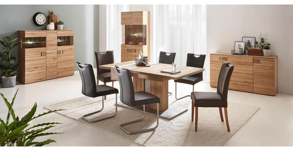 VITRINE Eiche furniert, massiv Eichefarben - Eichefarben, KONVENTIONELL, Glas/Holz (90/201,4/38cm) - Cantus
