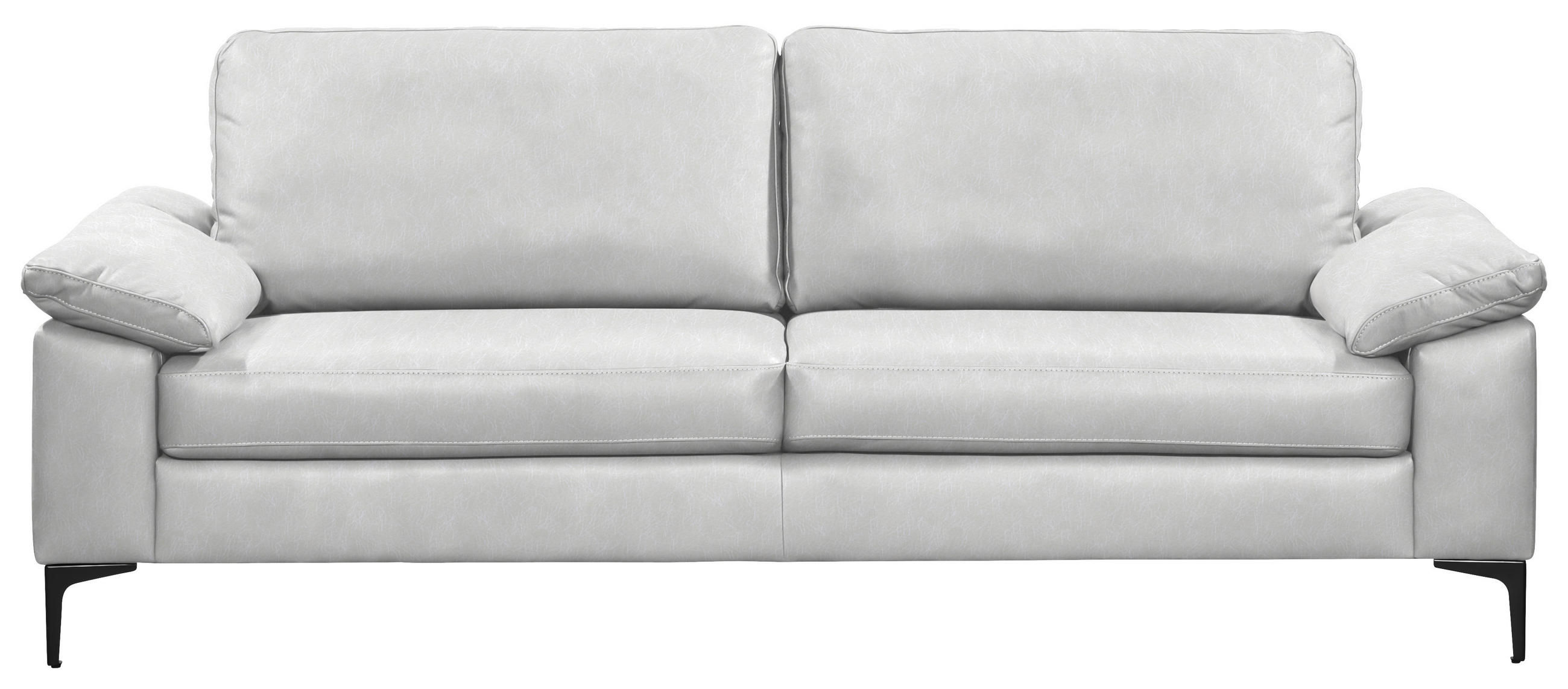 2,5-SITZER  in Echtleder Weiß   - Schwarz/Weiß, Design, Leder/Metall (204/83/97cm) - Schöner Wohnen