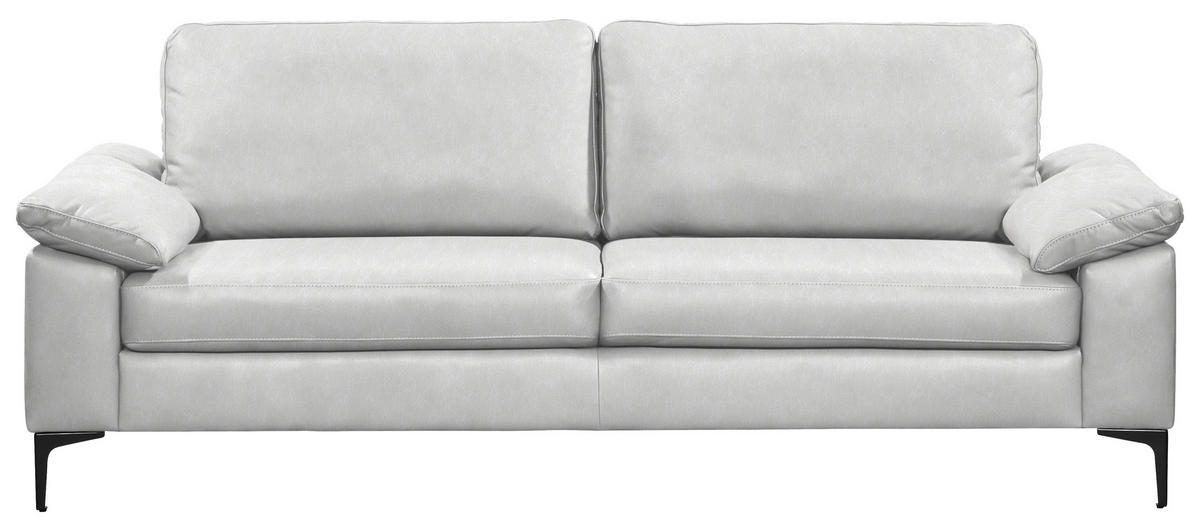 2,5-SITZER  in Echtleder Weiß   - Schwarz/Weiß, Design, Leder/Metall (204/83/97cm) - Schöner Wohnen