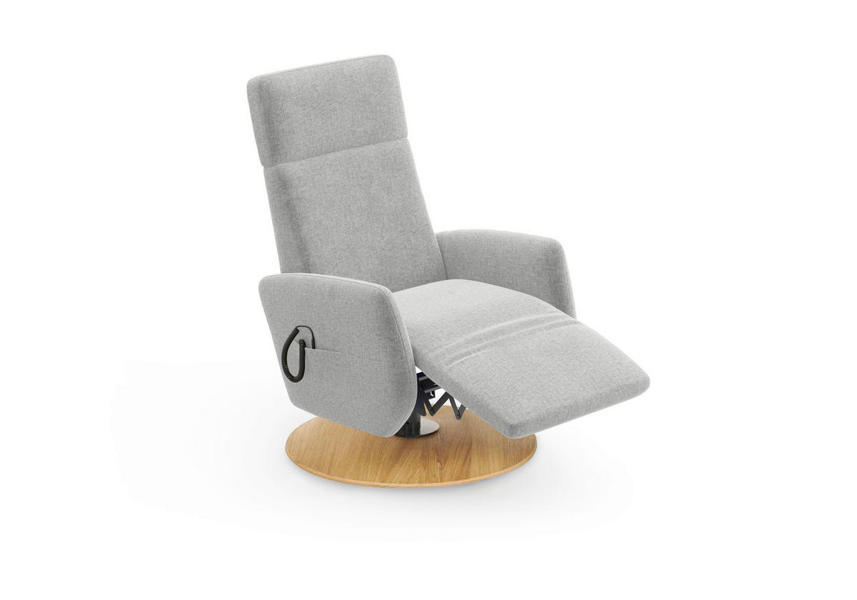 RELAXSESSEL Flachgewebe Aufstehhilfe    - Eichefarben/Hellgrau, KONVENTIONELL, Holz/Textil (71/110/82cm) - Sit & More