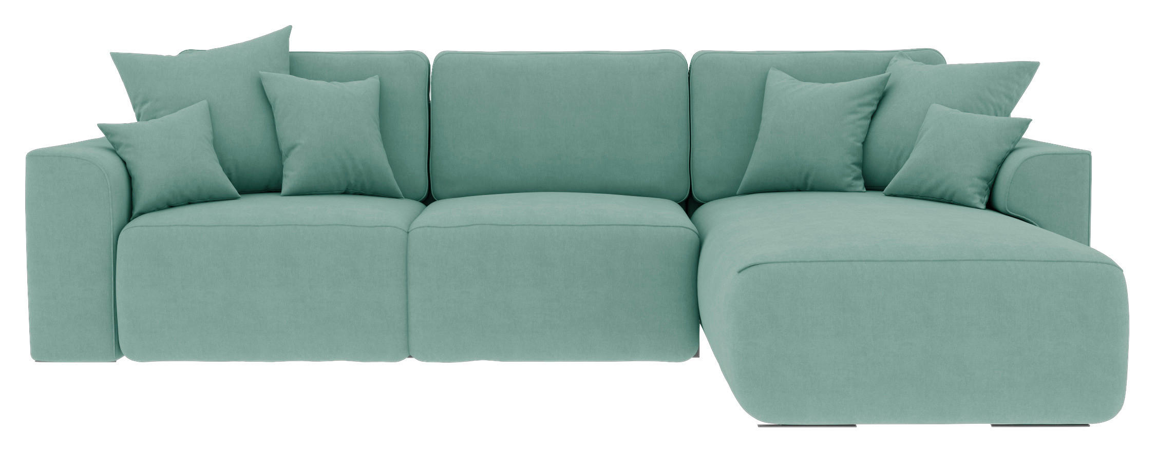 ECKSOFA in Velours Mintgrün  293/195 cm  - Chromfarben/Mintgrün, KONVENTIONELL, Kunststoff/Textil (293/195cm) - Carryhome