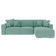 ECKSOFA Mintgrün Velours  - Chromfarben/Mintgrün, KONVENTIONELL, Kunststoff/Textil (293/195cm) - Carryhome