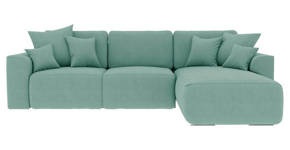 ECKSOFA in Velours Mintgrün  - Chromfarben/Mintgrün, KONVENTIONELL, Kunststoff/Textil (293/195cm) - Carryhome