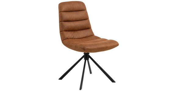 STUHL in Lederlook Textil - Cognac/Schwarz, Design, Textil (49/91/62cm) - Carryhome