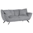 3-SITZER-SOFA in Samt Hellgrau  - Hellgrau/Schwarz, Design, Textil/Metall (203/90/95cm) - Carryhome