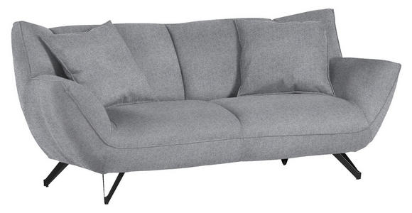 3-SITZER-SOFA in Samt Hellgrau  - Hellgrau/Schwarz, Design, Textil/Metall (203/90/95cm) - Carryhome