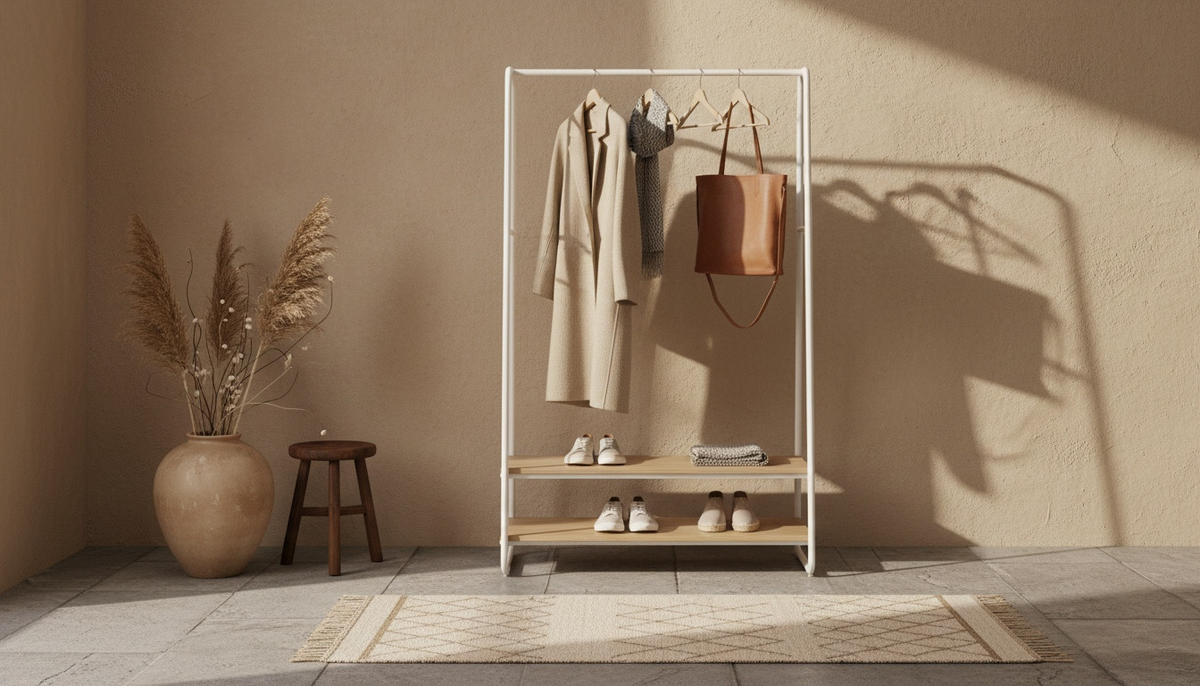 GARDEROBENSTÄNDER in Naturfarben, Weiß 100/160/45 cm   - Naturfarben/Weiß, Basics, Holzwerkstoff/Metall (100/160/45cm) - Xora