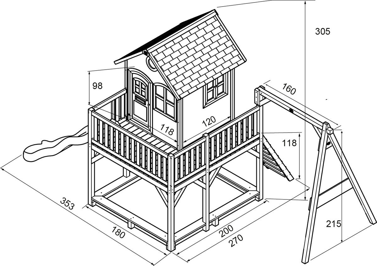 SPIELTURM 541/291/277 cm SPIELTURM LIAM  - Braun/Grün, Basics, Holz/Kunststoff (541/291/277cm)