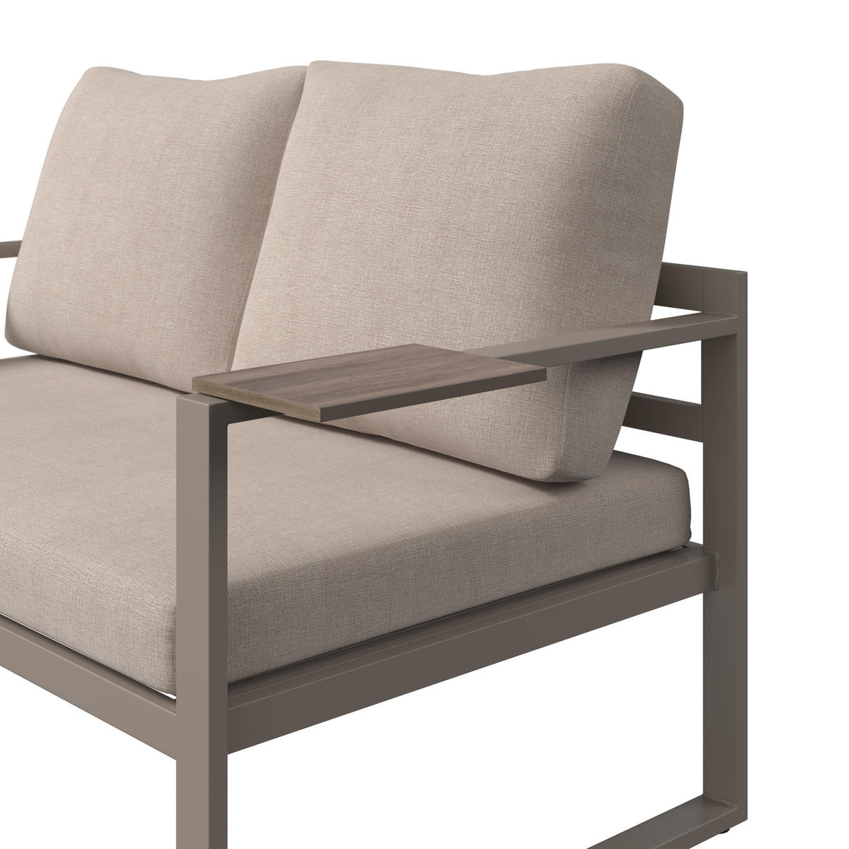 LOUNGEGARNITUR Stahl  - Dunkelgrau/Beige, MODERN, Kunststoff/Textil (155/65/74cm) - Ambia Garden