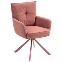 ARMLEHNSTUHL  Sitzfläche 180° drehbar, automatische Rückholfunktion Feincord  - Rosa, Design, Textil/Metall (61/95/67cm) - Novel