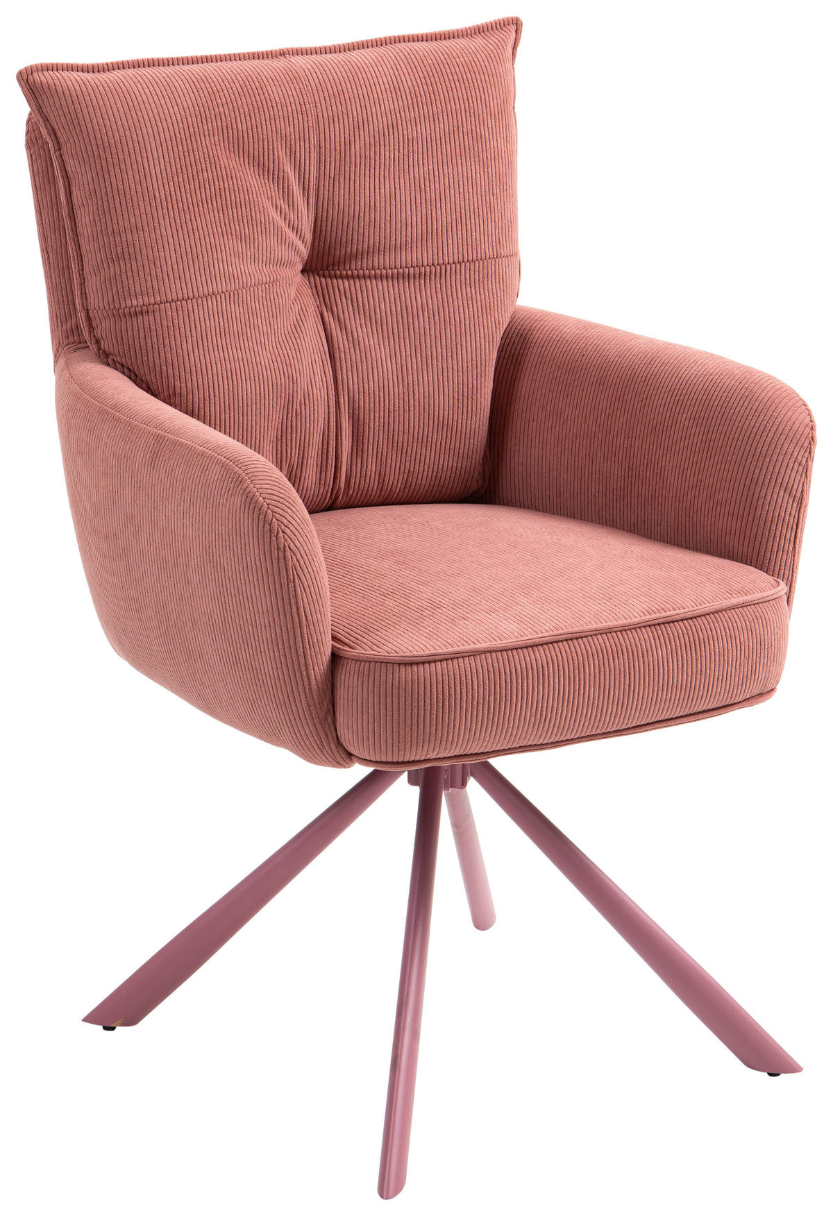 ARMLEHNSTUHL  Sitzfläche 180° drehbar, automatische Rückholfunktion Feincord  - Rosa, Design, Textil/Metall (61/95/67cm) - Novel