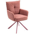 ARMLEHNSTUHL  Sitzfläche 180° drehbar, automatische Rückholfunktion Feincord  - Rosa, Design, Textil/Metall (61/95/67cm) - Novel