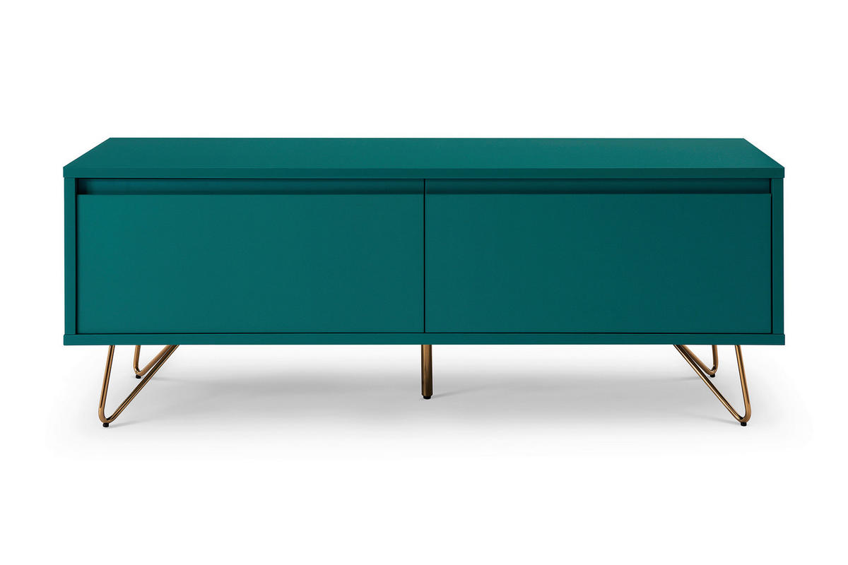 NÍZKA KOMODA, modrá, 120/45/40 cm - modrá/mosadzná, Design, kov/kompozitné drevo (120/45/40cm) - Livetastic