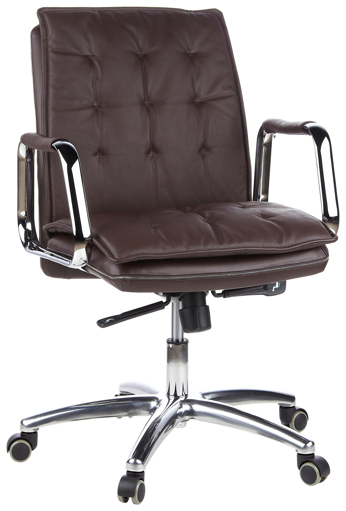 DREHSTUHL  in Braun  - Silberfarben/Braun, Basics, Leder/Kunststoff (60/109/48cm) - MID.YOU