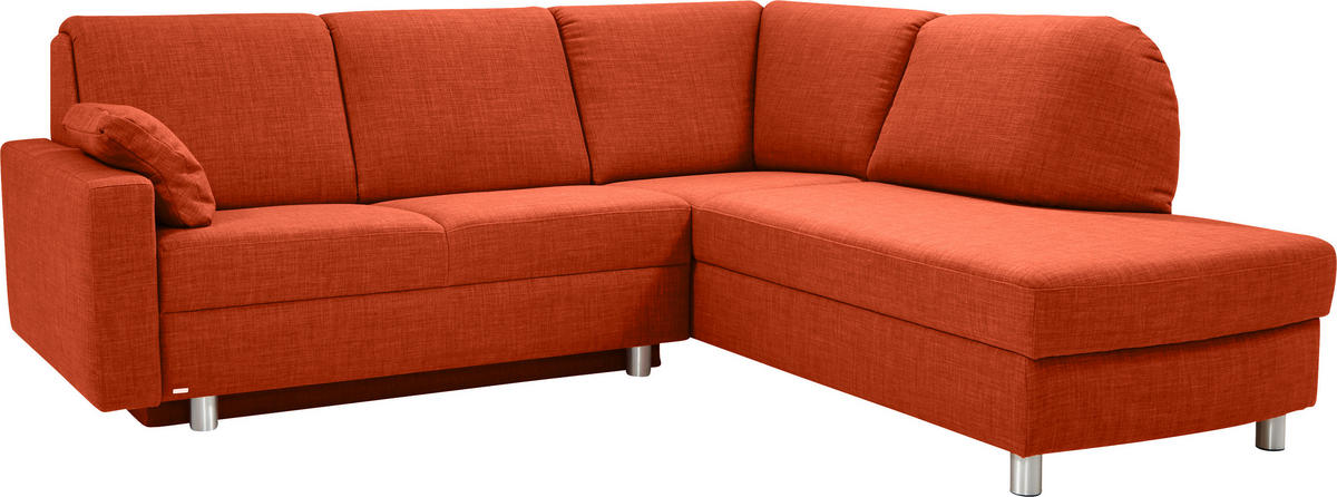 ECKSOFA in Chenille Orange  227/208 cm  - Alufarben/Orange, KONVENTIONELL, Textil/Metall (227/208cm) - Sedda