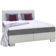 POSTEL BOXSPRING, 180 cm x 200 cm, textilie, bílá, světle šedá - bílá/barvy stříbra, Konvenční, dřevo/textilie (180/200/cm) - Voleo