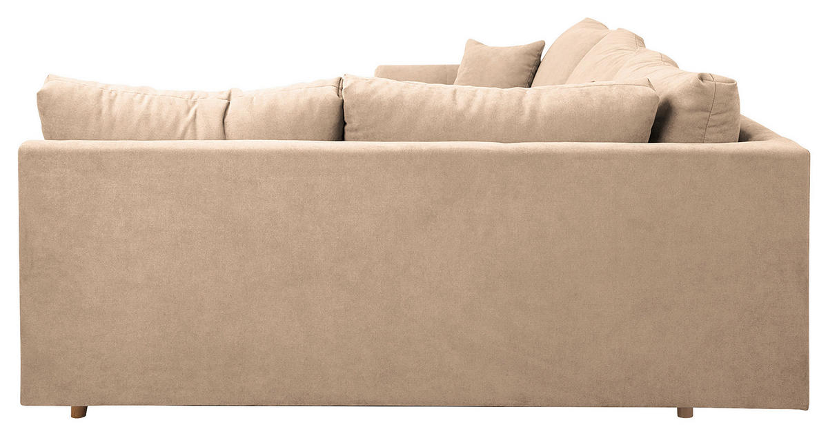ECKSOFA inkl. Hocker Ariella Creme Mikrofaser  - Creme/Naturfarben, Design, Holz/Textil (161/231cm) - Livetastic