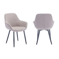 STUHL-SET 2 Stück  in Bouclé  - Taupe/Schwarz, MODERN, Textil/Metall (64/86/59cm) - Livetastic