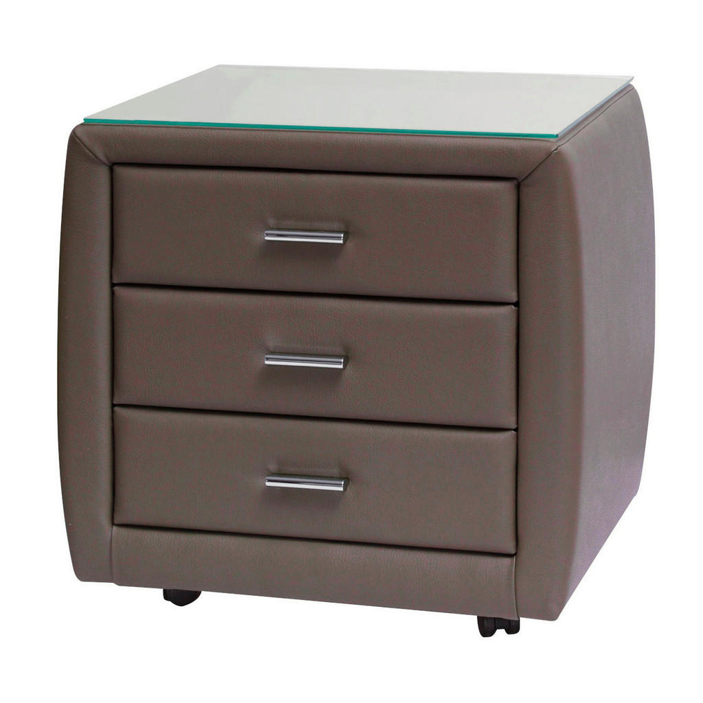 Thumbnail - Dieter Knoll Nachtschrank, Dunkelgrau, Metall, 3 Schubladen, 54.5x52x42 cm, Schlafzimmer, Nachttische