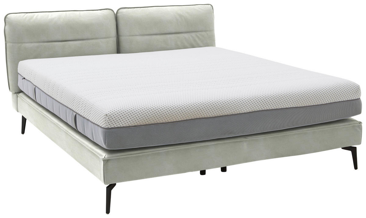 BOXSPRINGBETT 200/200 cm  in Hellgrau  - Hellgrau/Schwarz, Design, Textil/Metall (200/200cm) - Johann Jakob