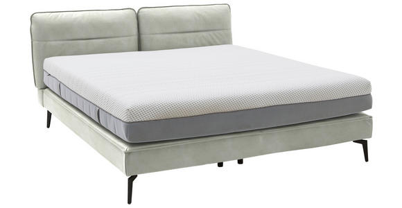 BOXSPRINGBETT 180/200 cm in Hellgrau - Hellgrau/Schwarz, Design, Textil/Metall (180/200cm) - Johann Jakob