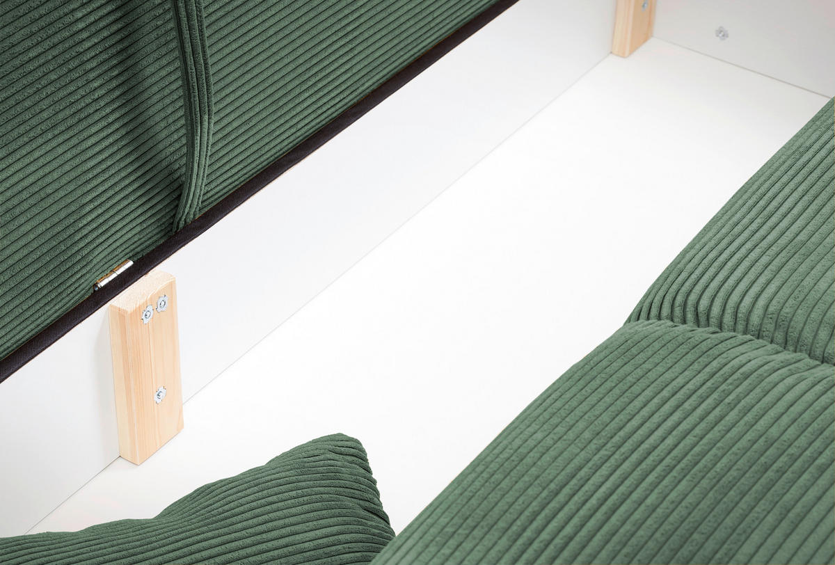 BIGSOFA Cord Dunkelgrün  - Chromfarben/Dunkelgrün, Modern, Kunststoff/Textil (242/71/90/131cm) - Livetastic