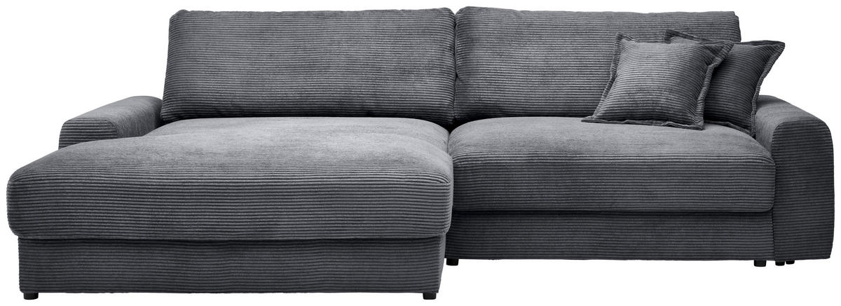 ECKSOFA Graphitfarben Cord  - Schwarz/Graphitfarben, MODERN, Kunststoff/Textil (180/300cm) - Carryhome