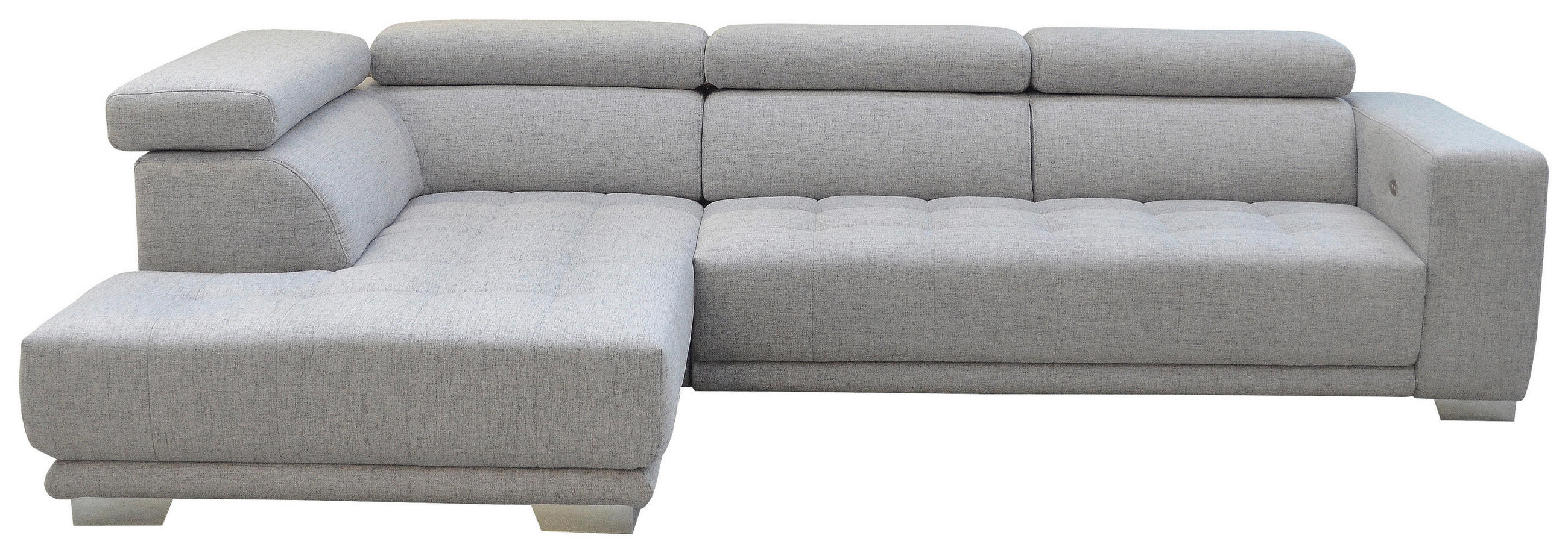 ECKSOFA in Chenille Hellgrau  - Chromfarben/Hellgrau, Design, Textil (207/301cm) - Xora