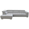 ECKSOFA in Chenille Hellgrau  - Chromfarben/Hellgrau, Design, Textil (207/301cm) - Xora