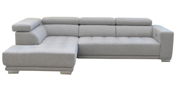 ECKSOFA in Chenille Hellgrau  - Chromfarben/Hellgrau, Design, Textil (207/301cm) - Xora