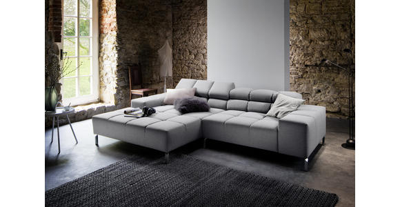 ECKSOFA Grau Flachgewebe  - Grau, Design, Textil/Metall (178/280cm) - Hom`in