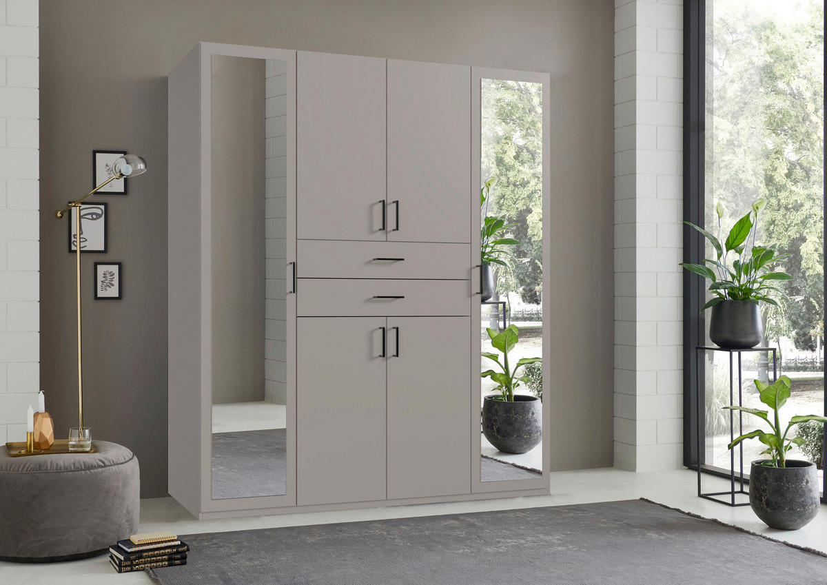 KLEIDERSCHRANK Grau, Sahara  - Schwarz/Grau, Modern, Glas/Holz (180/208/58cm) - P & B